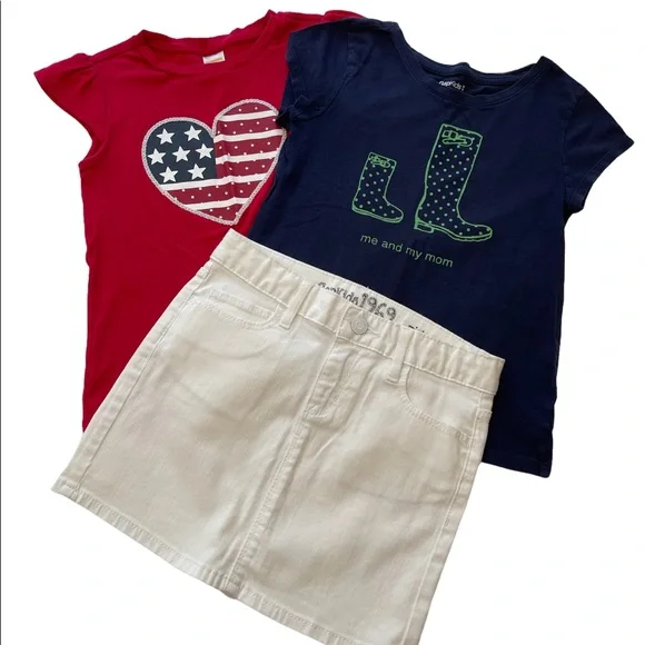 Gymboree & GAPKids T-Shirt & White Denim Skirt Bundle Girls Size Medium (8) - Picture 2 of 10